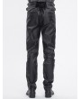 Devil Fashion Black Gothic Punk Buckle Strap Layered Chain Pants for Men