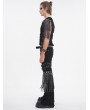 Devil Fashion Black Gothic Punk Decadent Studded Chain Tassel Flared Pants for Men