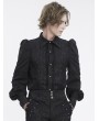 Devil Fashion Black Retro Gothic Lace Applique Long Puff Sleeve Shirt for Men