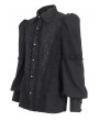 Devil Fashion Black Retro Gothic Lace Applique Long Puff Sleeve Shirt for Men