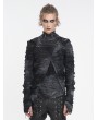 Devil Fashion Gothic Distressed Asymmetric Zip Off Hooded Long Sleeve T-Shirt for Men