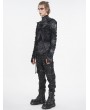 Devil Fashion Gothic Distressed Asymmetric Zip Off Hooded Long Sleeve T-Shirt for Men