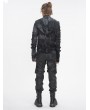 Devil Fashion Gothic Distressed Asymmetric Zip Off Hooded Long Sleeve T-Shirt for Men