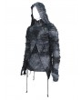 Devil Fashion Gothic Distressed Asymmetric Zip Off Hooded Long Sleeve T-Shirt for Men