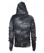 Devil Fashion Gothic Distressed Asymmetric Zip Off Hooded Long Sleeve T-Shirt for Men