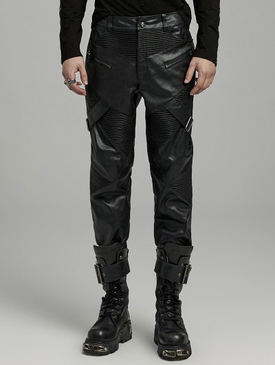 Punk Rave Black Gothic Punk Zipper Paneled Fit Casual Pants for Men