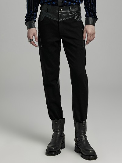 Punk Rave Black Gothic Punk Tight Men's Slim Fit Casual Pants