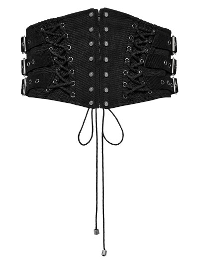 Punk Rave Black Gothic Punk Underbust Zip Front Corset Waistband for Men