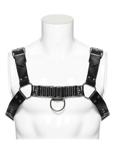 Punk Rave Black Gothic Punk PU Leather Harness for Men