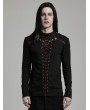 Punk Rave Black and Red Gothic Punk Mesh Splicing Long Sleeve T-Shirt for Men