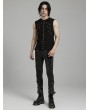 Punk Rave Black Gothic Punk Rivets Daily Knitted Tank Top for Men