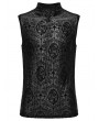 Punk Rave Black Vintage Gothic Flocked Mesh Pattern Tank Top for Men