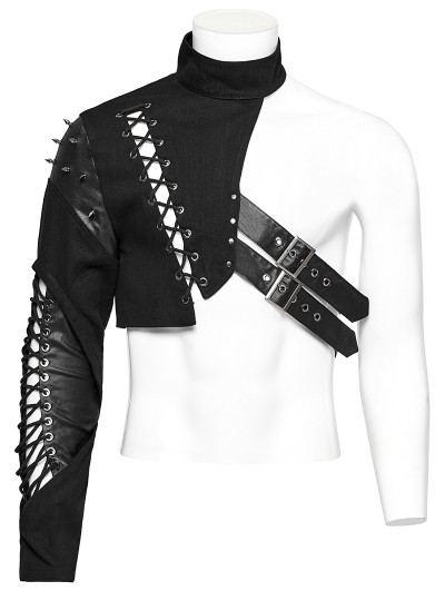 Punk Rave Black Gothic Punk Asymmetric One Arm Harness for Men