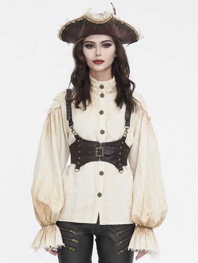 Devil Fashion 
Brown Steampunk Harness Underbust Corset Waistband