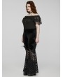 Punk Rave Black Gothic Velvet and Lace Feather Flower Flared Plus Size Pants for Women