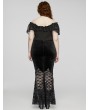 Punk Rave Black Gothic Velvet and Lace Feather Flower Flared Plus Size Pants for Women