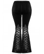 Punk Rave Black Gothic Velvet and Lace Feather Flower Flared Plus Size Pants for Women