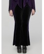 Punk Rave Black and Violet Gothic Velvet Flared Plus Size Pants for Women
