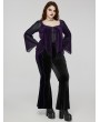 Punk Rave Black and Violet Gothic Velvet Flared Plus Size Pants for Women