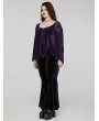 Punk Rave Black and Violet Gothic Velvet Flared Plus Size Pants for Women