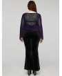 Punk Rave Black and Violet Gothic Velvet Flared Plus Size Pants for Women