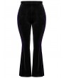 Punk Rave Black and Violet Gothic Velvet Flared Plus Size Pants for Women
