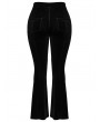 Punk Rave Black and Violet Gothic Velvet Flared Plus Size Pants for Women