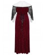 Punk Rave Black and Red Gothic Romantic Off-Shoulder Embossed Velvet Plus Size Long Dress