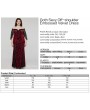 Punk Rave Black and Red Gothic Romantic Off-Shoulder Embossed Velvet Plus Size Long Dress