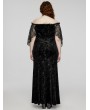Punk Rave Black Gothic Romantic Off-Shoulder Embossed Velvet Plus Size Long Dress