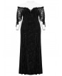 Punk Rave Black Gothic Romantic Off-Shoulder Embossed Velvet Plus Size Long Dress