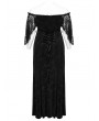Punk Rave Black Gothic Romantic Off-Shoulder Embossed Velvet Plus Size Long Dress
