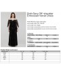 Punk Rave Black Gothic Romantic Off-Shoulder Embossed Velvet Plus Size Long Dress