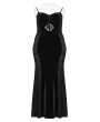 Punk Rave Black Gothic Sexy Elegant Dark Heart Slip Fishtail Plus Size Long Dress