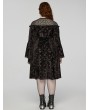 Punk Rave Black Gothic Retro Dark Night Rose Velvet Plus Size Mid-Length Dress
