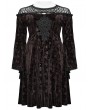 Punk Rave Black Gothic Retro Dark Night Rose Velvet Plus Size Mid-Length Dress