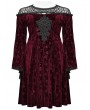 Punk Rave Black and Red Gothic Retro Dark Night Rose Velvet Plus Size Mid-Length Dress