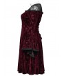 Punk Rave Black and Red Gothic Retro Dark Night Rose Velvet Plus Size Mid-Length Dress