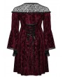 Punk Rave Black and Red Gothic Retro Dark Night Rose Velvet Plus Size Mid-Length Dress