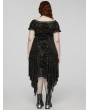 Punk Rave Black Gothic Dark Rose Velvet Mesh Irregular Plus Size Dress