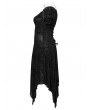 Punk Rave Black Gothic Dark Rose Velvet Mesh Irregular Plus Size Dress