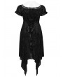 Punk Rave Black Gothic Dark Rose Velvet Mesh Irregular Plus Size Dress