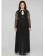 Punk Rave Black Gothic Sexy Deep V-Neck Hollow-Out Plus Size Long Dress
