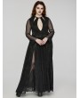 Punk Rave Black Gothic Sexy Deep V-Neck Hollow-Out Plus Size Long Dress