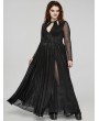 Punk Rave Black Gothic Sexy Deep V-Neck Hollow-Out Plus Size Long Dress