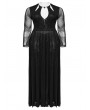 Punk Rave Black Gothic Sexy Deep V-Neck Hollow-Out Plus Size Long Dress