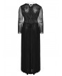 Punk Rave Black Gothic Sexy Deep V-Neck Hollow-Out Plus Size Long Dress