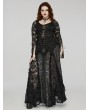 Punk Rave Black Gothic Dark Pattern Lace Splicing Plus Size Long Skirt