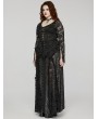 Punk Rave Black Gothic Dark Pattern Lace Splicing Plus Size Long Skirt