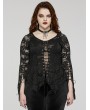 Punk Rave Black Gothic V-Neck Sexy Perspective Lace Plus Size Top for Women